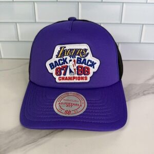 Los Angeles Lakers Hat Cap Snap Back One Size Purple 87 88 Basketball Trucker